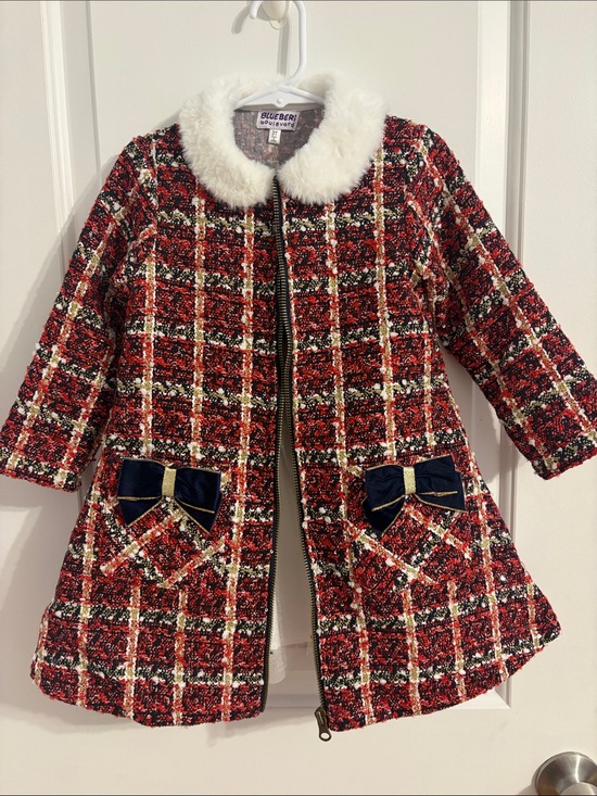 Blueberi Boulevard Other - Blueberi Boulevard Red Plaid Coat with Matching Dress